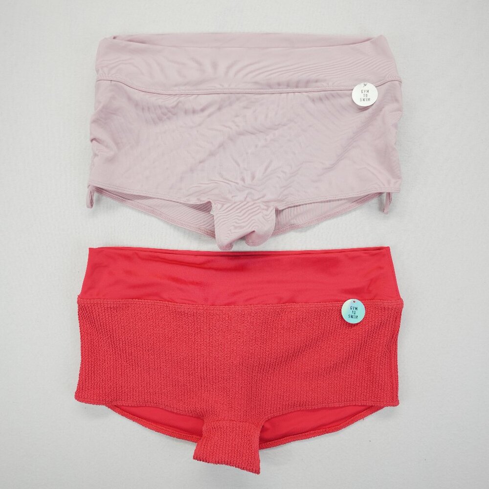 NWT Pink Victorias Secret Sport Gym to Swim Shorts Womens size Large Lot of 2‎